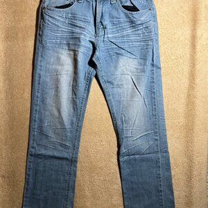 Hybrid Jeans Men 32 Light Blue Denim Straight Leg Low‎ Rise White Wash Jeans